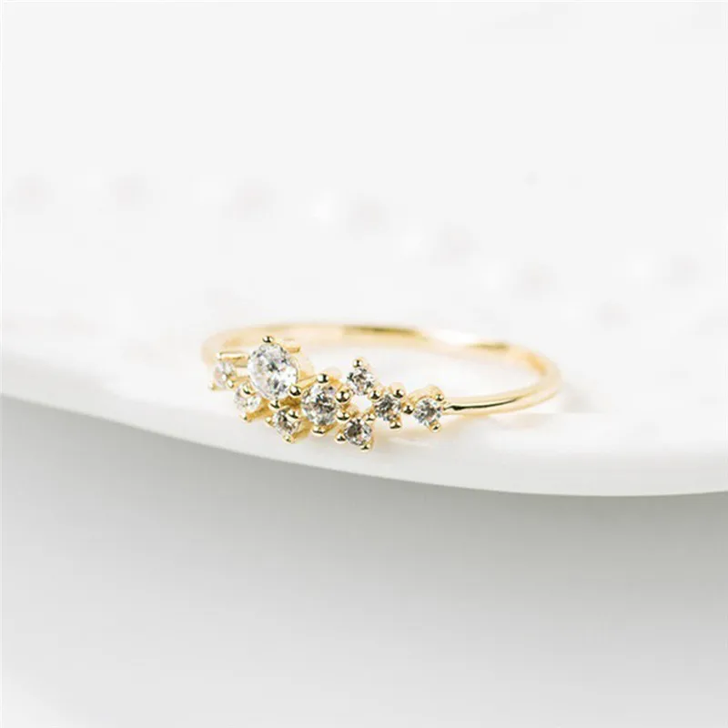 BOAKO, модное, простое, мини кубический цирконий, маленький камень, тонкое кольцо, золото, обручальные кольца для женщин, ювелирные изделия, свадебные подарки для дам Z4