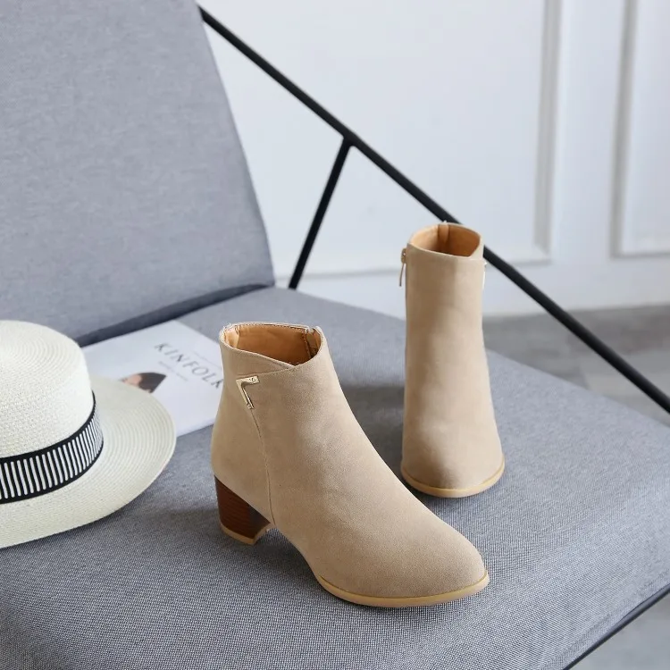 

Big Size 9 10 11-15 boots women shoes ankle boots for women ladies boots Side zipper metal trim