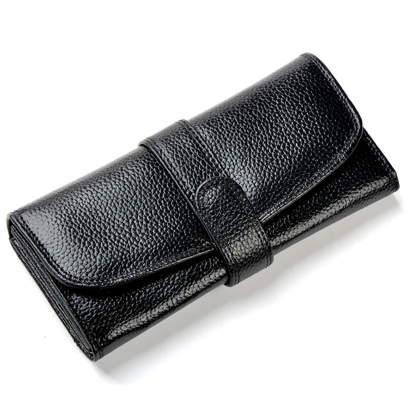 hasp леди кошелек из натуральной большие кожаные бумажники для женщин Мода натуральной яловой кожи клатч