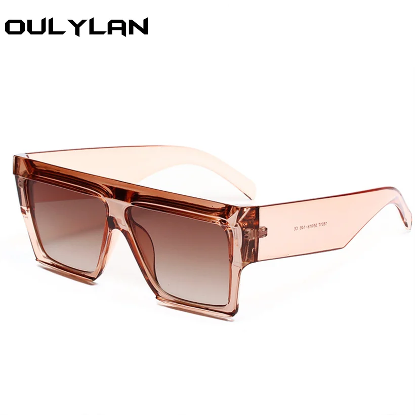 

Oulylan Square Flat Top Sunglasses Women Fashion Clear Pink Sun glasses Men Brand Design Vintage Oversized Goggles Shades UV400