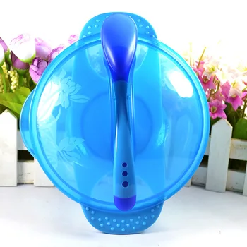

The Baby Sucker Bowl Baby Antiskid Binaural Bowl With a Spoon and a Cover Baby Tableware Training Dishes