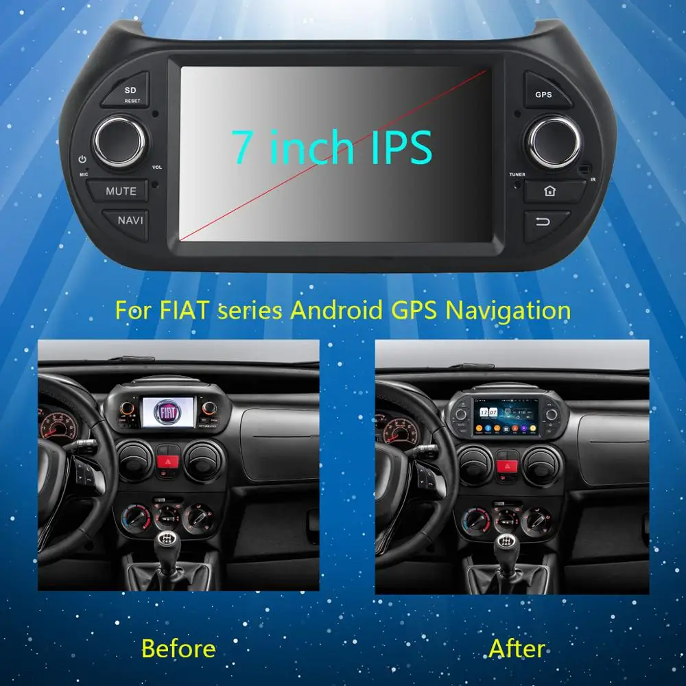 Discount 7"IPS 8Core 4G RAM 64G ROM Android 9.0 Car DVD Radio GPS For Fiat Fiorino Qubo Citroen Nemo Peugeot Bipper 2008-2015 DSP CarPlay 2