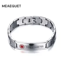 Персонализированные мужские медицинские оповещения ID браслет из нержавеющей стали с гравировкой диабет аварийно-спасательные мужские ювелирные изделия