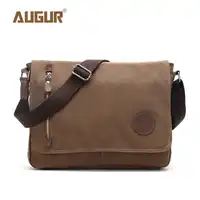 Augur 2018 Leinwand Leder Crossbody Männer Military Armee Vintage Messenger Bags Umhängetasche Lässig Reise schule Taschen