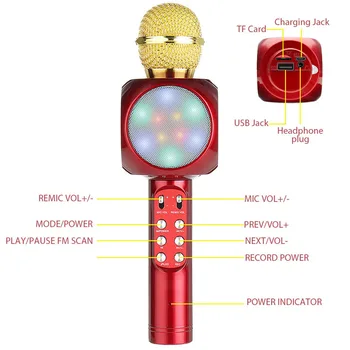 

Wireless Bluetooth KTV Microphone Fashion Flash LED Light Hanheld Microphone For Mobile Phone Music Player Speaker Mini Home Mic