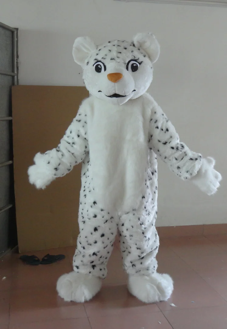 High quality in kind shooting white leopard mascot costume adult