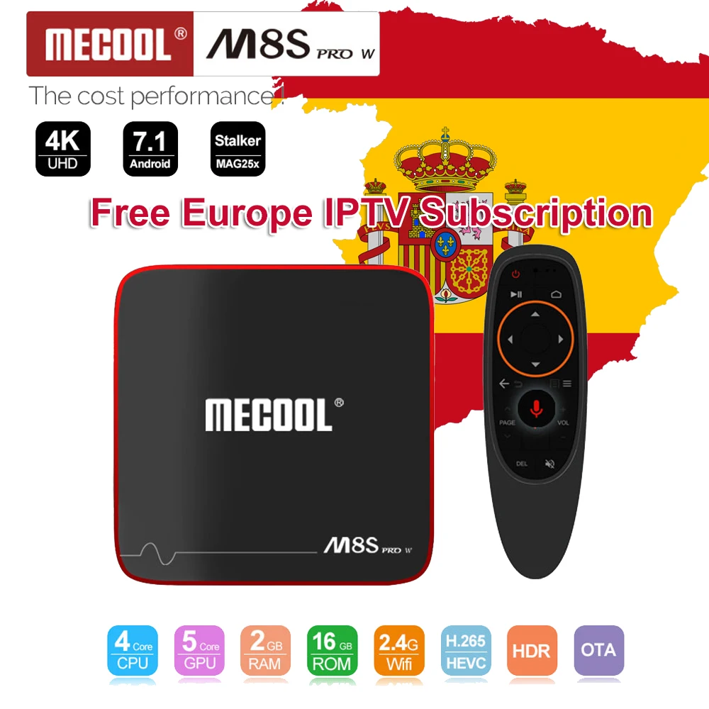 M8S PRO W Android 7,1 Smart Android tv Box 2G ram 16G rom Amlogic S905W Поддержка WiFi H.265 4K HD медиаплеер Европа IP tv