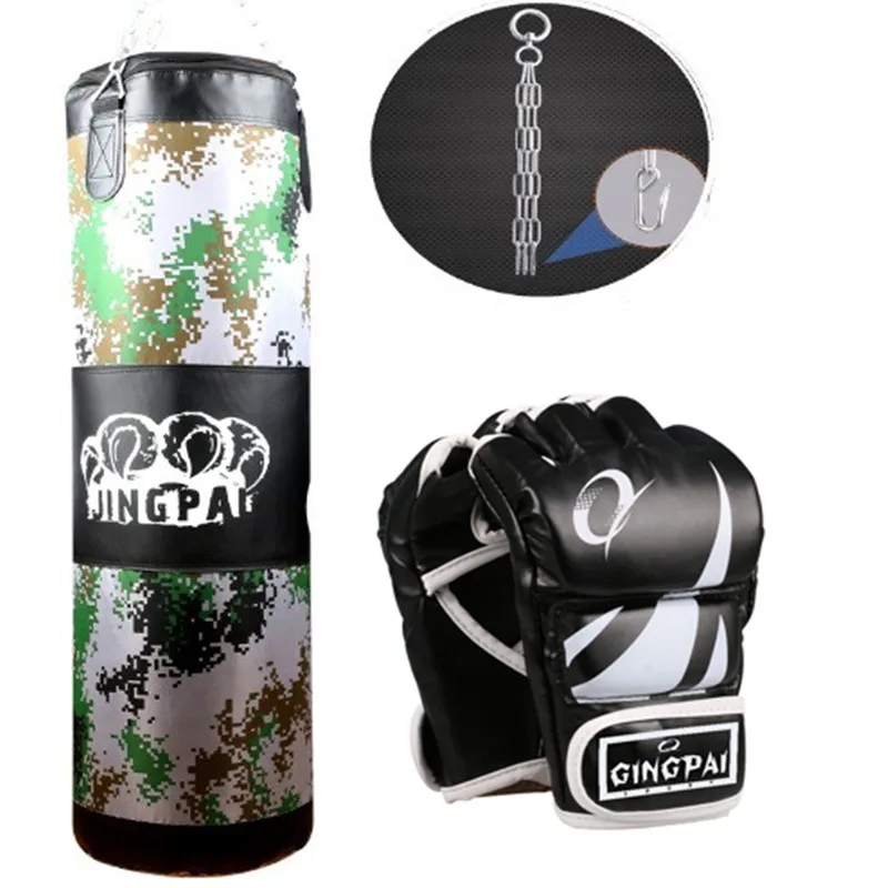 100cm boxing sandbag kickboxing MMA punching bag boxing gloves muay