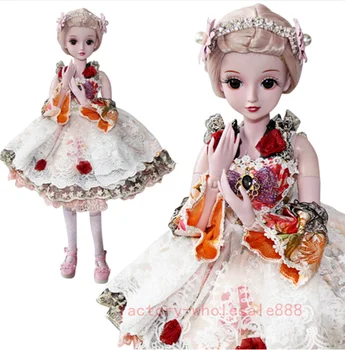 

New 60CM Ball1/3 BJD Jointed Doll Female Eyes Free Face Make Up Full Set Clothes American Girl Doll Gift