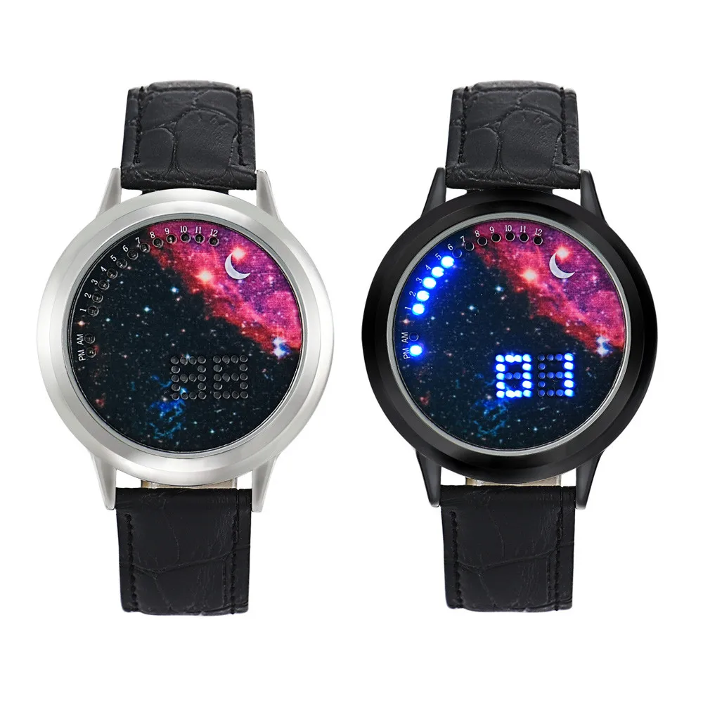 

Brand Watch Design Casual Men Women Unisex Moon Star Clock Leather Quartz Watches White&Black&Brown Dial Hour Relogio #160717