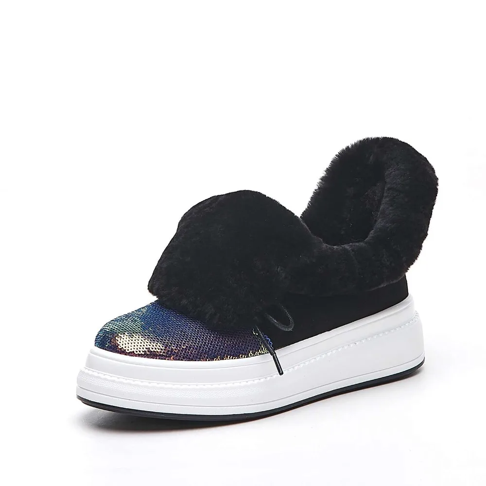 Med L21 Mélangées Kid Jeune rose Fond Bout Slip Lenkisen Bling Fille Douce Sur Couleurs Suede Rond Épais Hiver Warmful Noir Bottes Concis Neige 87n5RxB5q