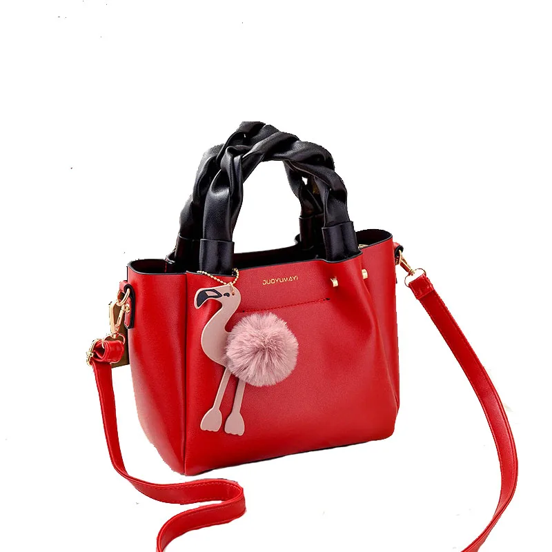 

Fashion Luxury Braid Handle Flamingo Women Shoulder Bag Leather Ladies Crossbody & Tote Bag Female Women Messenger Handbag Sac