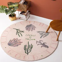 INS trends розовый цвет круглый коврик для гостиной, летний прикроватный ковер с ткаными растениями, большой размер декоративный коврик для пола