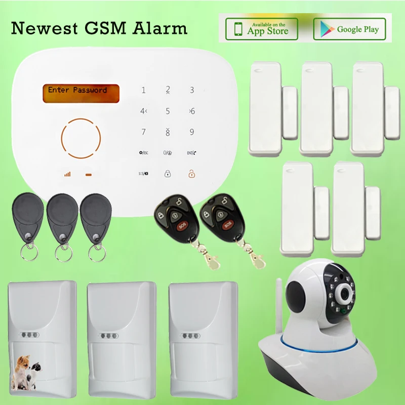 Android IOS Controlled Wired Wireless GSM Alarm System w Cat/Dog