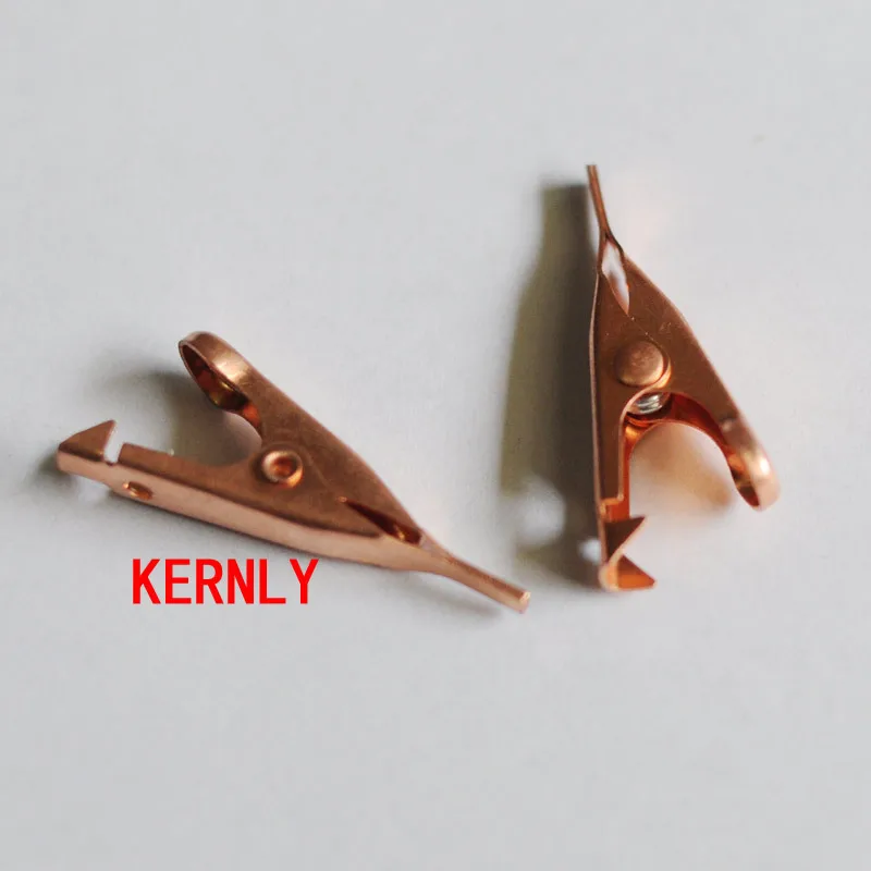 Плоский крокодиловый зажим из чистой меди маленький размер 4 пары|crocodile clip|copper