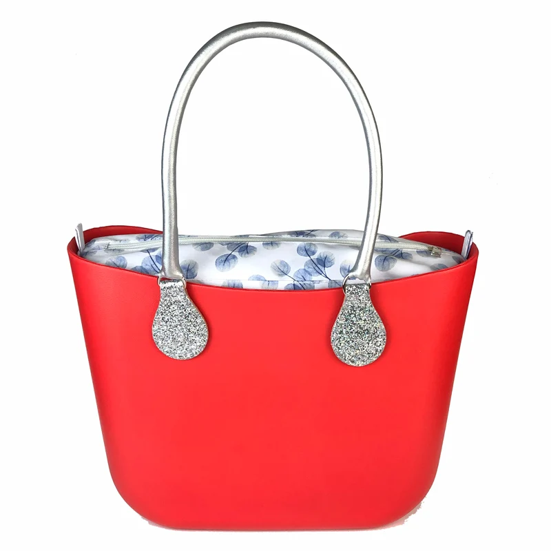 Стиль obag классическая сумка EVA с водонепроницаемой вставкой внутренний карман красочные ручки EVA силиконовая резиновая Водонепроницаемая женская сумка - Цвет: Classic Red