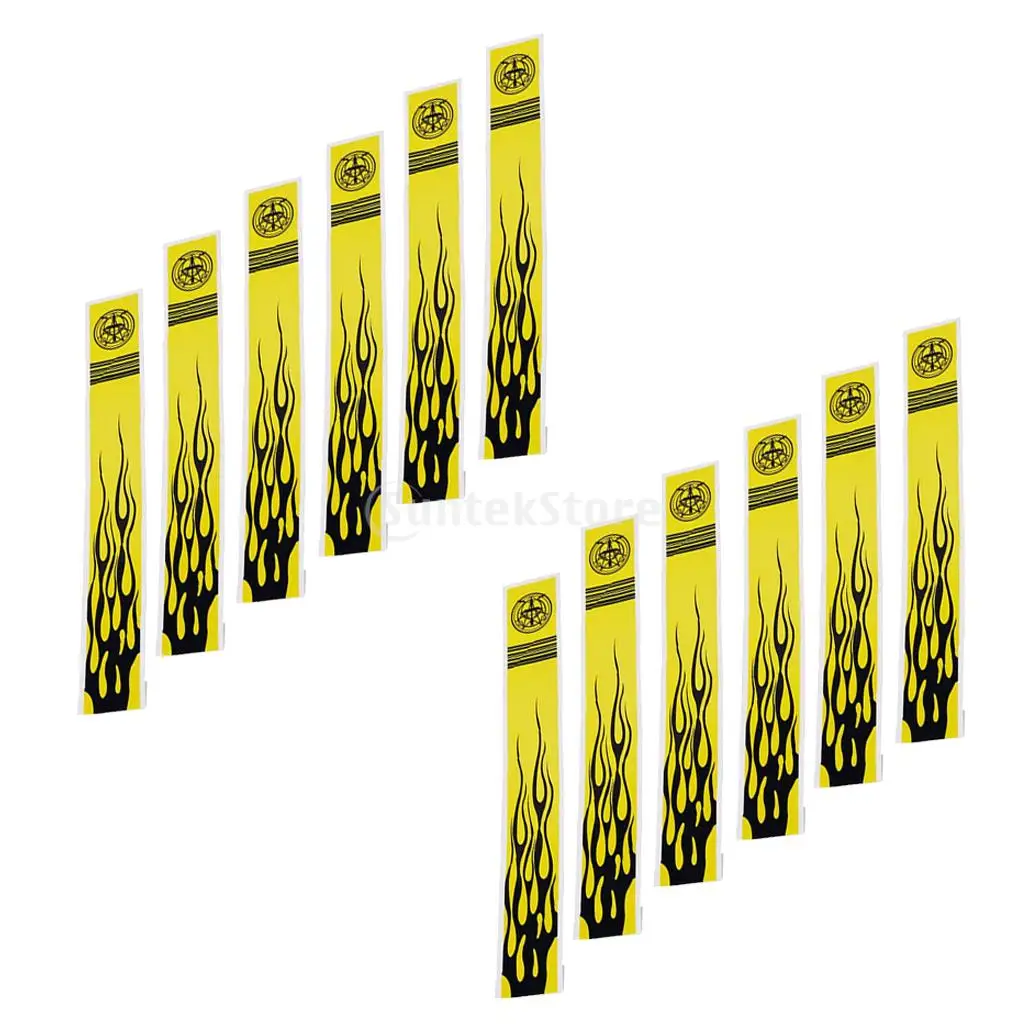 12pcs Durable Archery Arrow Adhesive Stickers Wraps 27cm x 3cm Fluorescent Yellow/ White