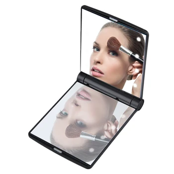 

Lady's Makeup Mirror Cosmetic LED Mirrors 8 LED Lights Lamps Folding Portable Compact Pocket Mirror 2017 Hot Sale Make up Tools
