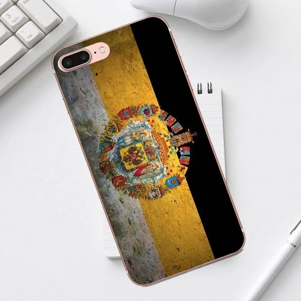 Флаг Российской империи для iPhone 4 4S 5 5C SE 6 6S 7 8 Plus X XS Max XR Galaxy A3 A5 J1 J3 J5 J7 2017 роскошный