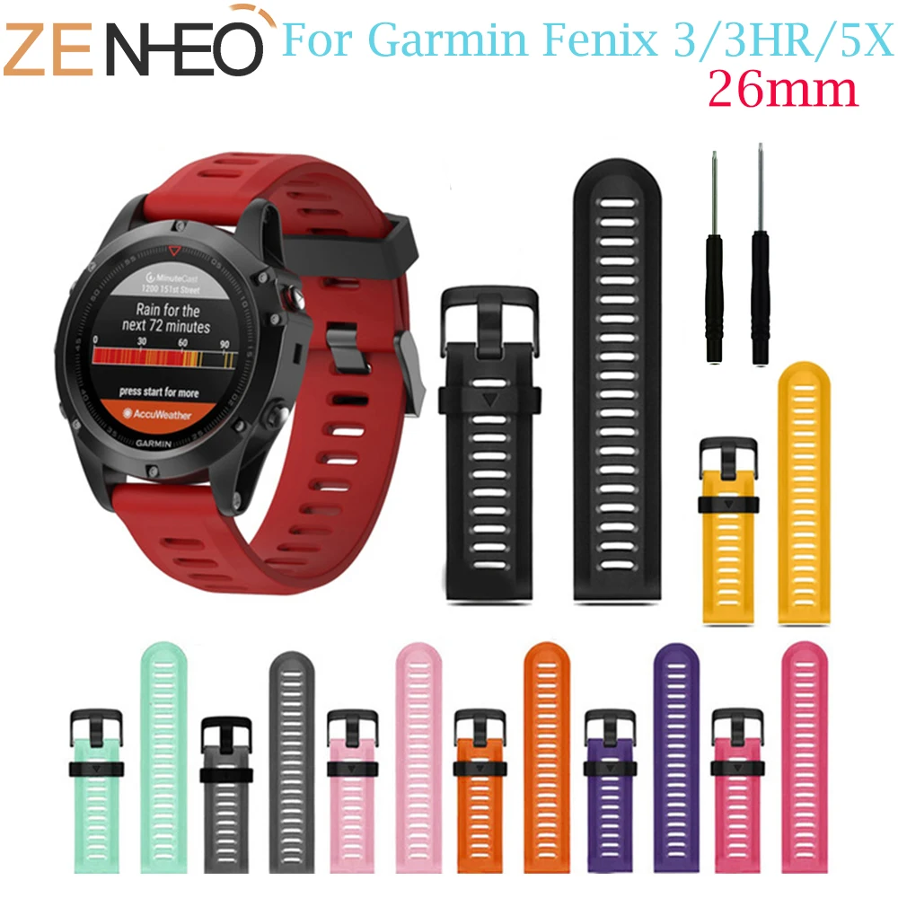 26mm Outdoor Sport Silicone Watch Strap for Garmin Fenix 3HR/3 Replacement Watch Band For Garmin Fenix 3 HR/ Fenix 5X Watchband 26mm Outdoor Sport Silicone Watch Strap for Garmin Fenix 3HR/3 Replacement Watch Band For Garmin Fenix 3 HR/ Fenix 5X Watchband