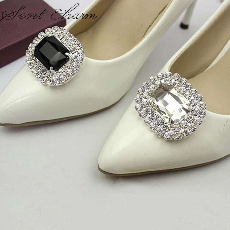 

Rhinestone Gem Flower Shoes With Removable Clip Fashion Shoes Accessories Charms Summer For Gift Party LT048