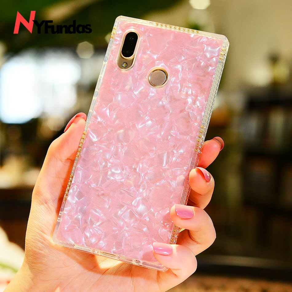 

NYFundas Luxury Fashion Shell Glitter cute Soft case for huawei p20 lite p20 pro honor 10 Diamond Square cover back fundas capa