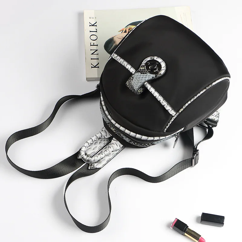Luxury Designer Korean All match Backpack Female Multifunctional Snake Backpack Cloth Oxford Portable Messenger Shoulder Bag
