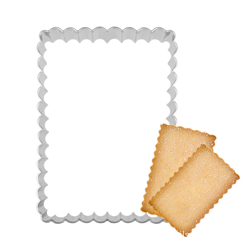 1Pcs Shortbread Cookie Cutter Stainless Steel Fluted Rectangle Cookie