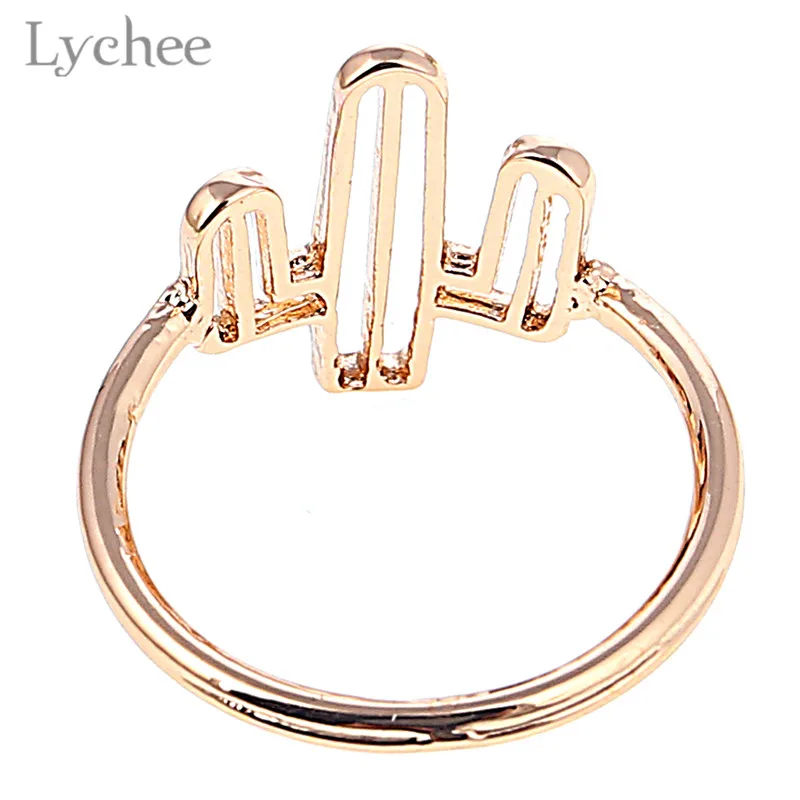 Lychee трендовые металлические кактусы полые женские кольца Золотой Цвет