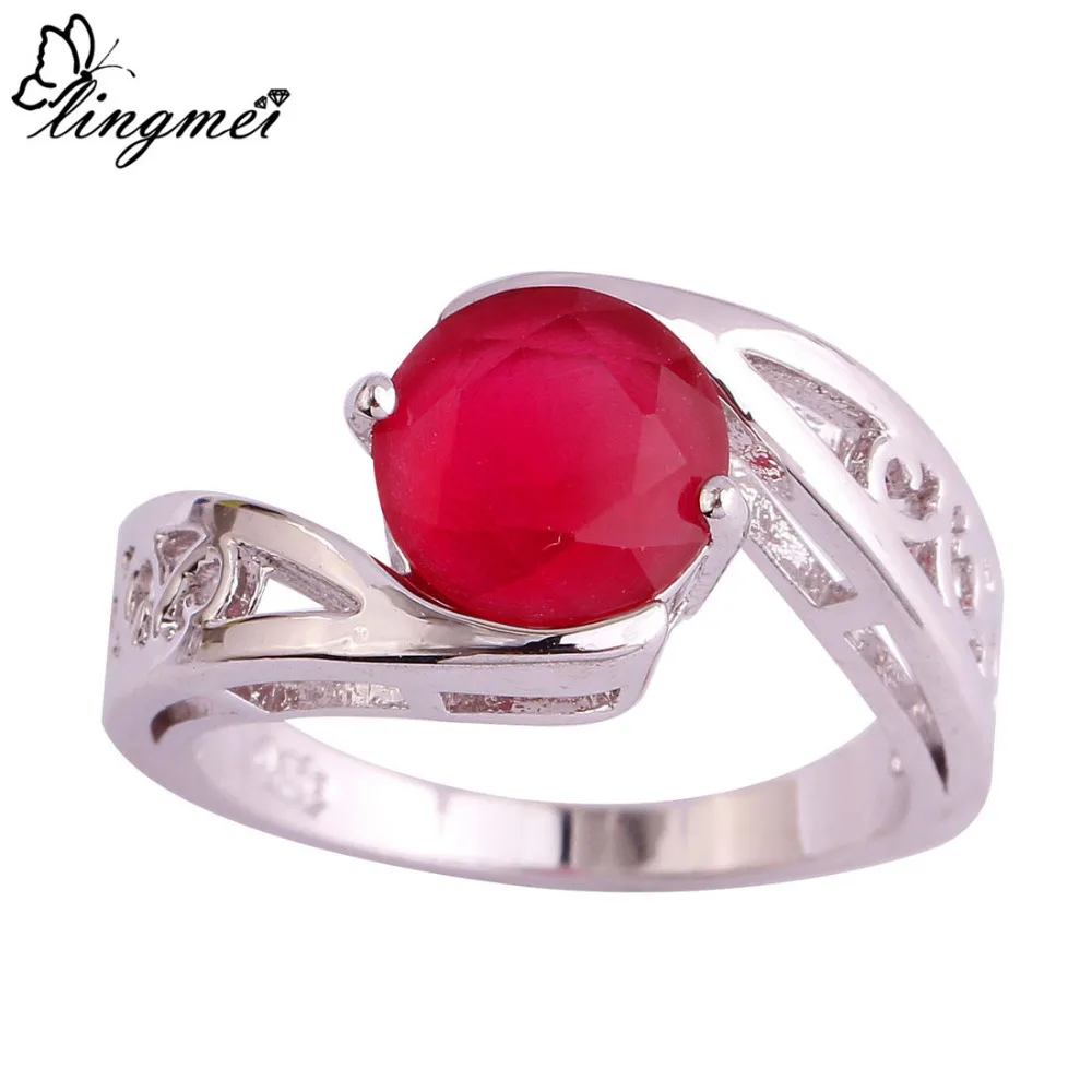 Lingmei Wholesale Beautiful Round Cut Aaa Silver Ring Size 6 7 8 9 10