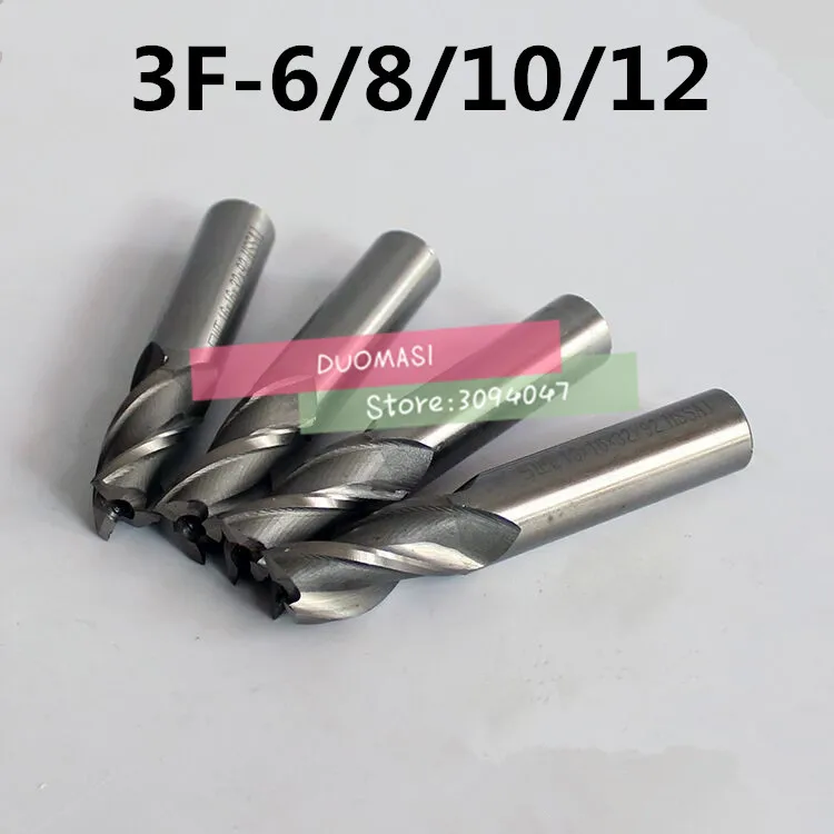 

4Pcs Milling Cutter End Mill CNC Tools HSS Diameter 6/8/10/12mm 3 Flute Straight Shank Tools
