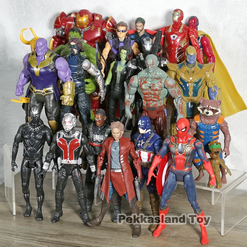 21 шт./компл. с принтами "Marvel", "Мстители", Стражи Галактики Super Hero танос ПВХ фигурка модель игрушки с светильник