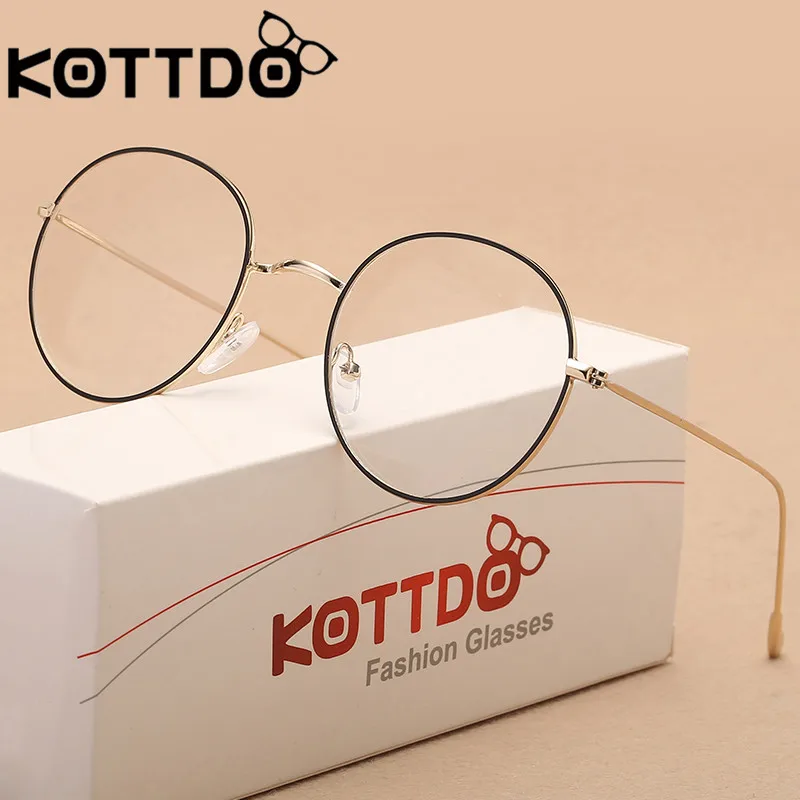 

KOTTDO New Fashion Men Round Glasses Frames for Women Myopia Optical Vintage Business Eyewear Transparent Eyeglasses Oculos
