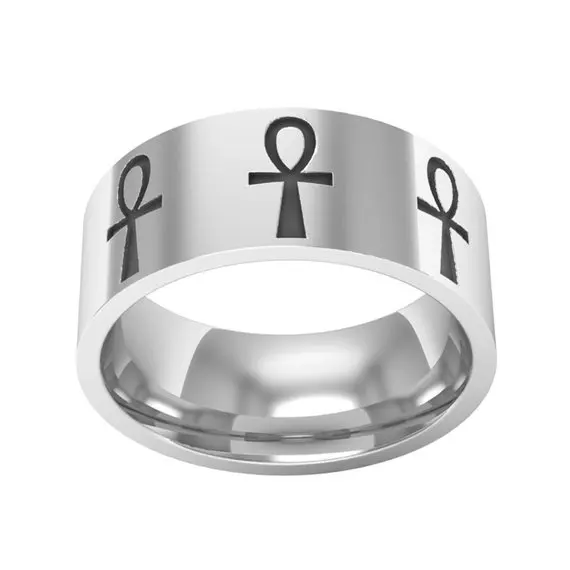

Ankh Band Ring Stainless Steel Fashion Egyptian Symbol Ring Gift for Women Key of Life Jewelry Drop Shipping YLQ7012