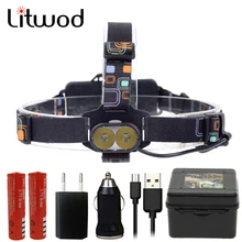 Litwod z207314 супер 8000 лм USB налобный фонарь 2x XM-L U2 светодиодный Перезаряжаемый 18650 налобный фонарь с зарядным устройством