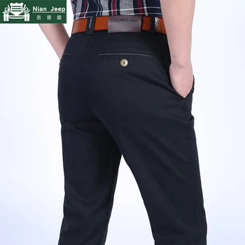 

2020 New Pants Men Business Casual Elasticity Trousers Cotton Straight Loose Pantalon Homme Plus Size 31-42 Fashion Suit Pants