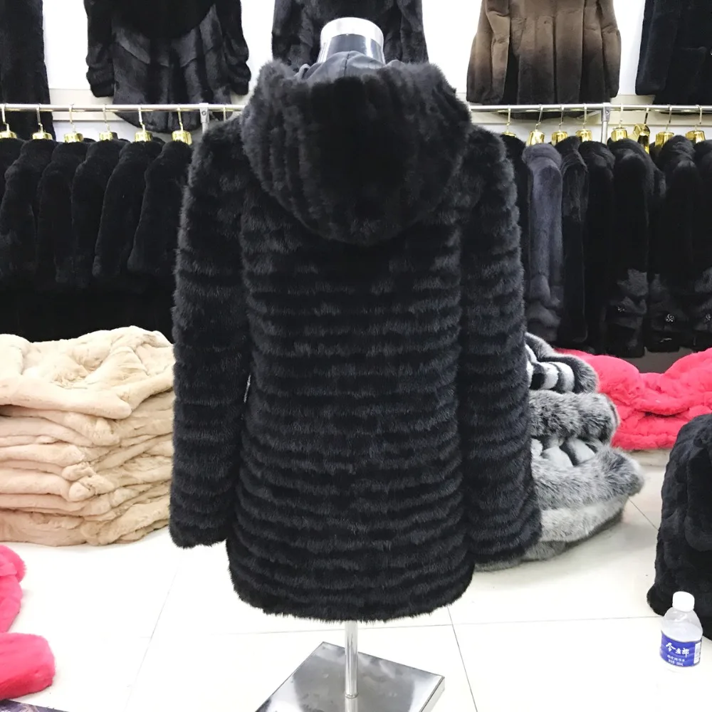 Sale real mink fur coat 2019 genuine mink fur hooded coat women winter real mink fur overcoat lady 100% natural real mink fur jacket 3