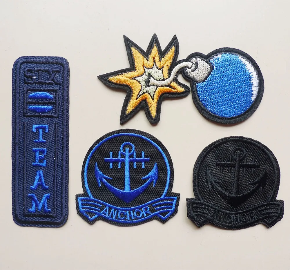 

Bomb Anchor Embroidered Iron on Patches for Clothing DIY Stripes Jeans Hat Sticker Appliqued Badges Sewing decoration