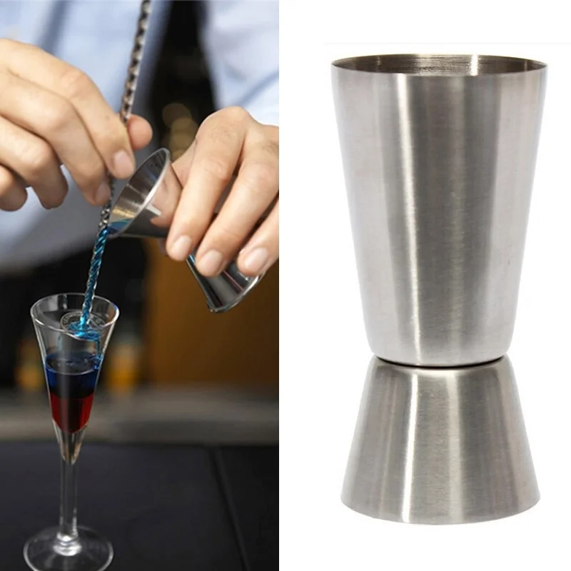 

1 pcs Practice New 25- 50ml 2-End Jigger Shot Measure Cup Cocktail Drink Wine Shaker Stainless Bar utensilios barman