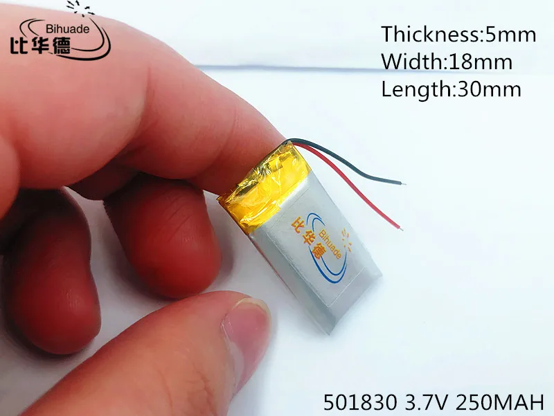 

Li-Po 3.7v 250mAh 501830 Lithium Polymer Rechargeable li ion Battery For DIY Mp3 MP4 MP5 GPS bluetooth headphone headset toys