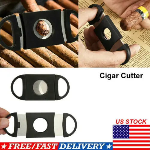 

Cigar Cutter Stainless Steel Double Blades Guillotine Pocket Scissors Tools