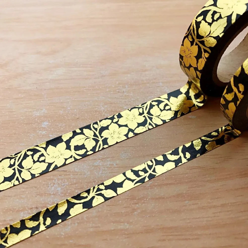 

Foil gold High quality washi paper tape 7.5mm*10m or 15mm*10m/ Five Leafs flower masking washi paper tape