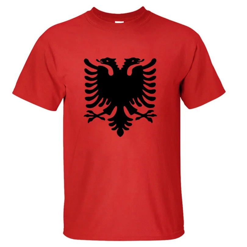 

fashion Simple Large size Shirt Mans Regular Albanian Double Headed Eagle Custom short T-Shirts for Boys high quality Cotton men