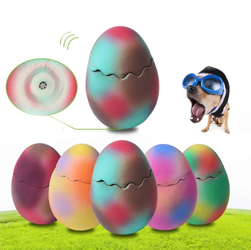 Buy Dog Toy Pet Chew Rubber Dinosaur Egg Squeaking