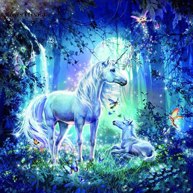 

DIY Diamond Painting horse Full Drill Round Diamond Embroidery Picture Rhinestone Diamond Mosaic Cartoon Home Decor