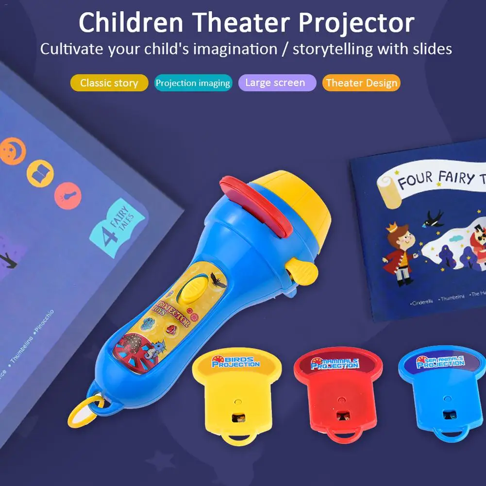 

Mini Projector Torch Educational Light-up Toys Kids Flashlight Story book Sleep Light Projection Lamp led Fairy Tale Perform set