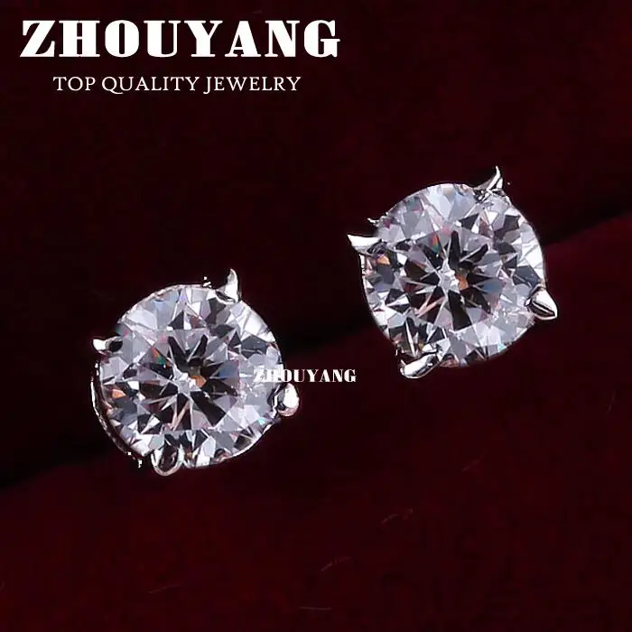 ZHOUYANG Top Quality ZYE518 Concise Crystal Silver Color Earring Jewelry Austrian Crystal Wholesale