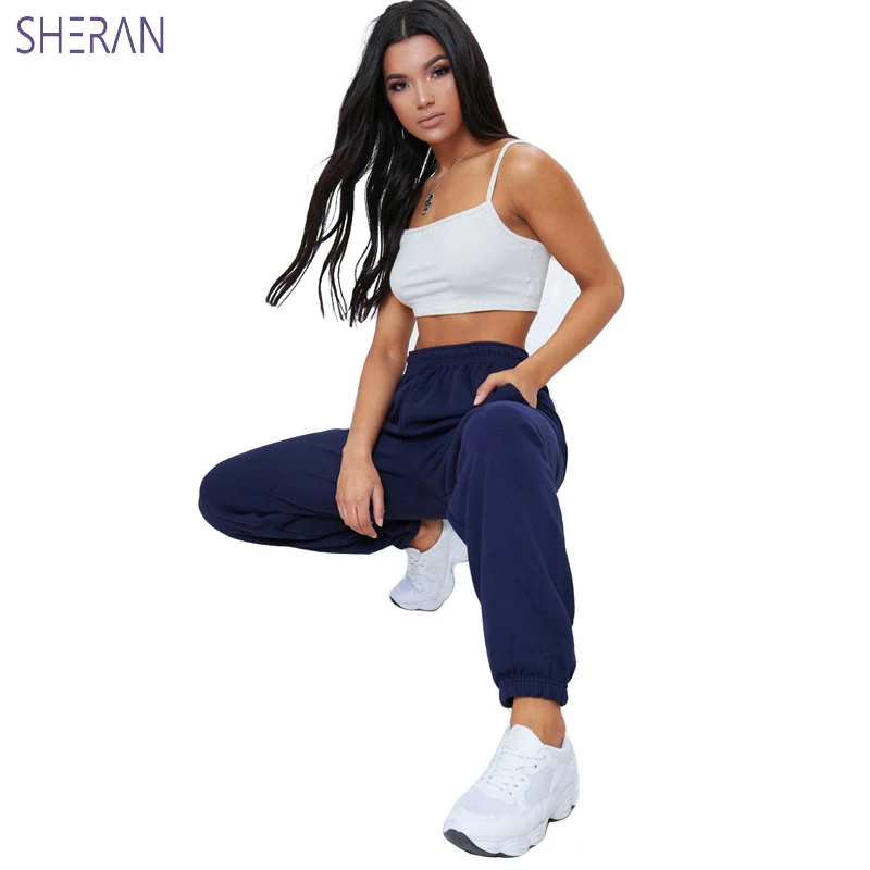 

2019 New Women's High Waist Loose Casual Sweatpants Solid Color Spring Autumn Winter Harem Track Pants Women Trousers Joggers