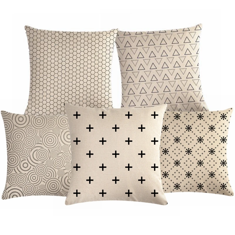 

Cotton Linen Cushion Cover Geometry Pillow Cover Nordic Style Decoration Throw Pillow Covers Zigzag
