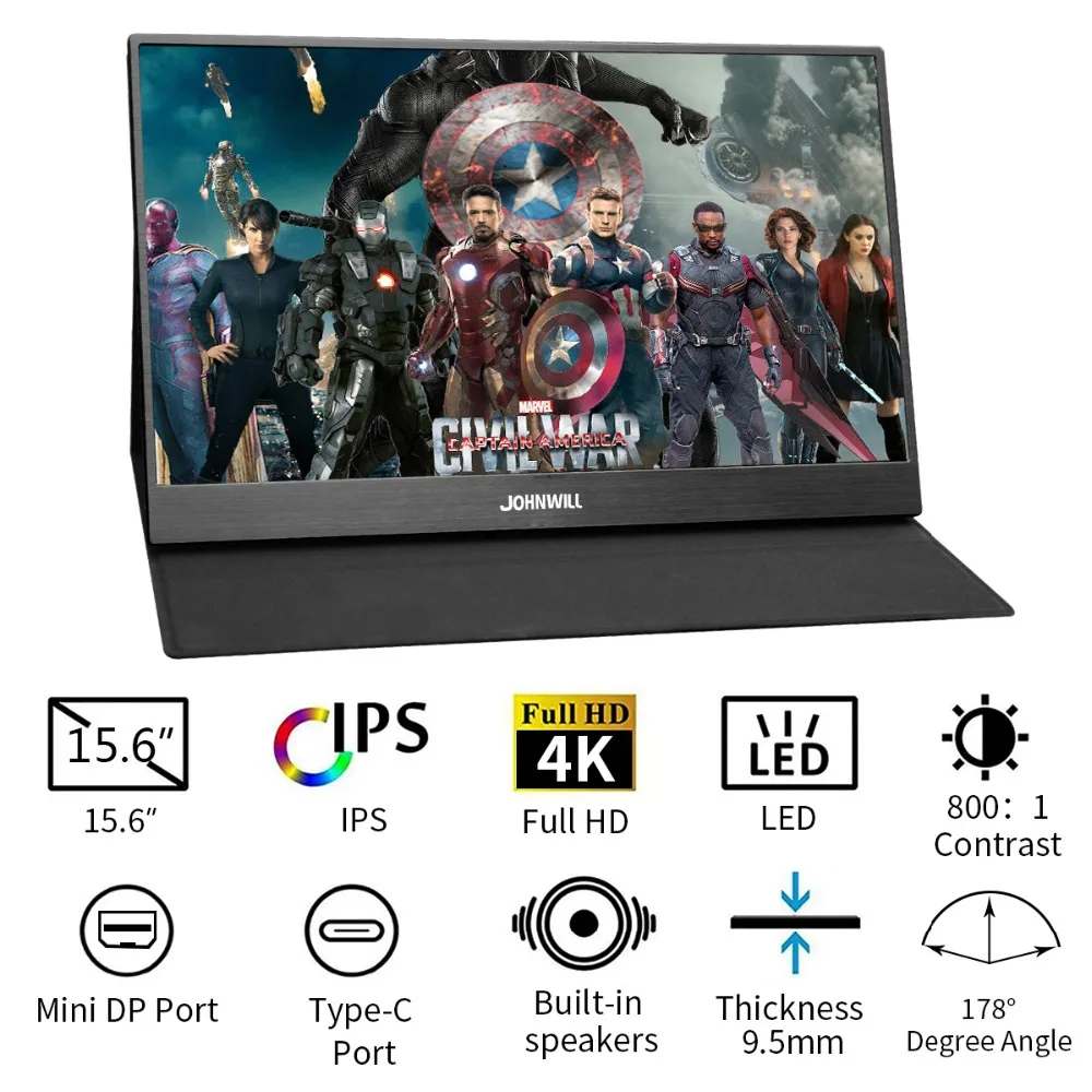 Портативный монитор 15 6 дюйма 4K дисплей 3840X2160 IPS ЖК HDMI type C Видео игровой для PS4 XBOX